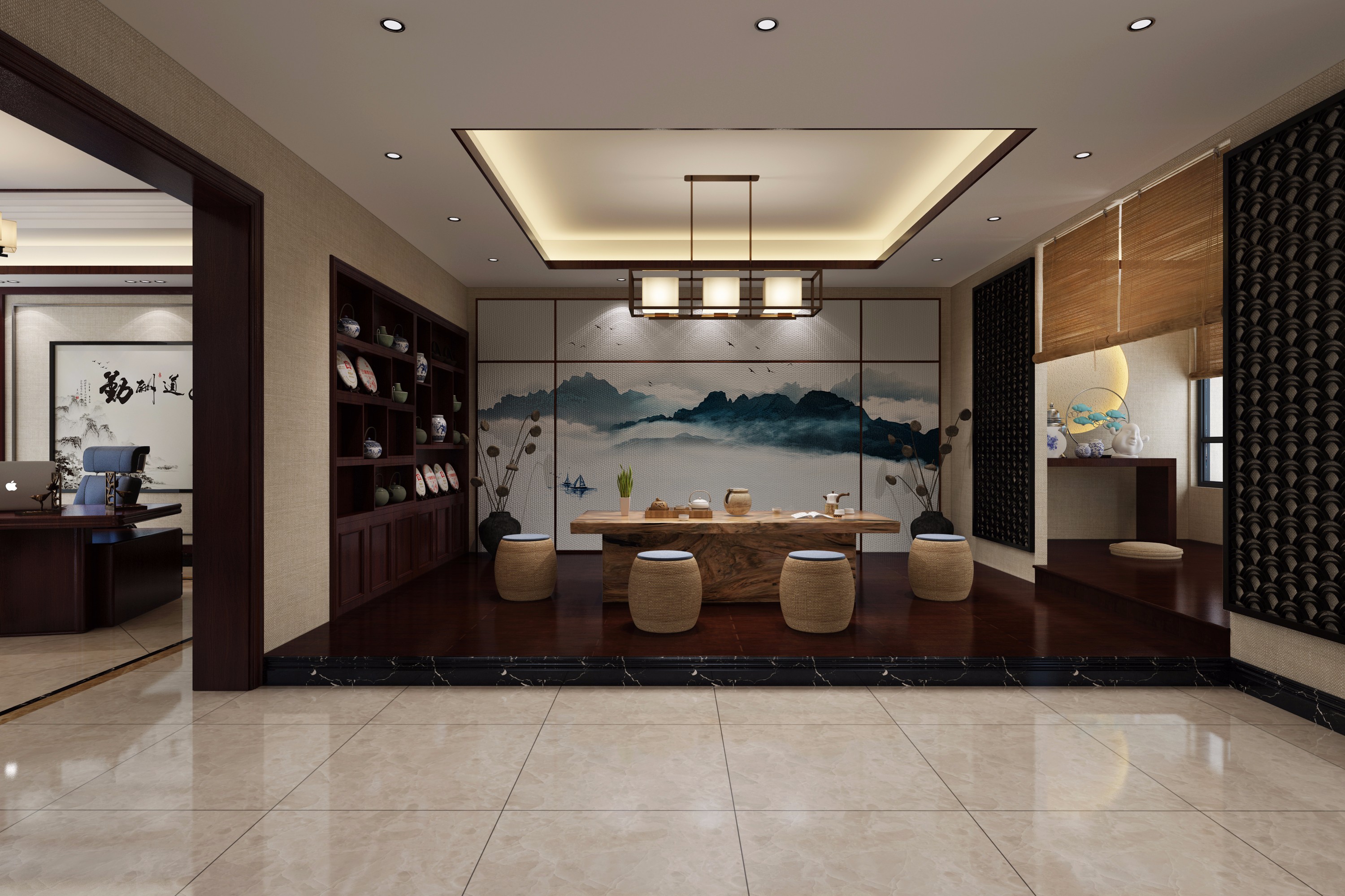 新中式辦公室裝修設計-第1張圖片-上海古都建筑設計集團