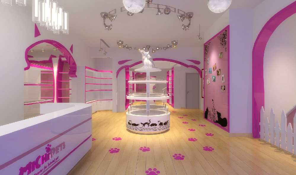 粉色可愛系寵物一體店裝修設(shè)計-第1張圖片-上海古都建筑設(shè)計集團